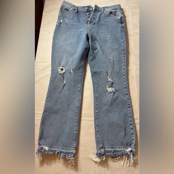 We The Free shredded cuff jeans button closure with stretch size 29 - Picture 2 of 12